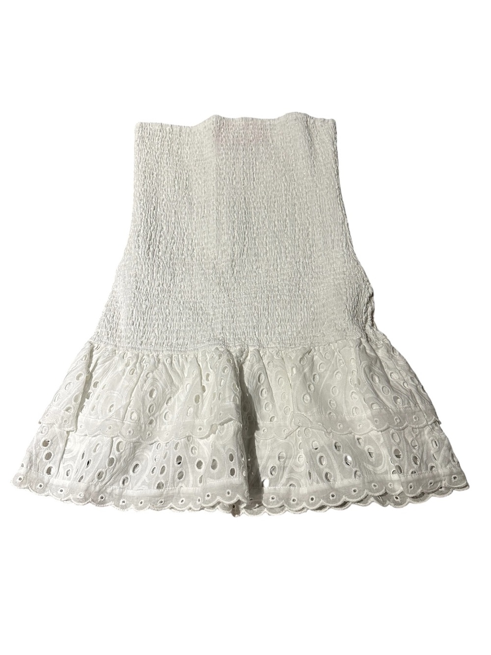 Edikted White Eyelet Ruffle Dress Size M